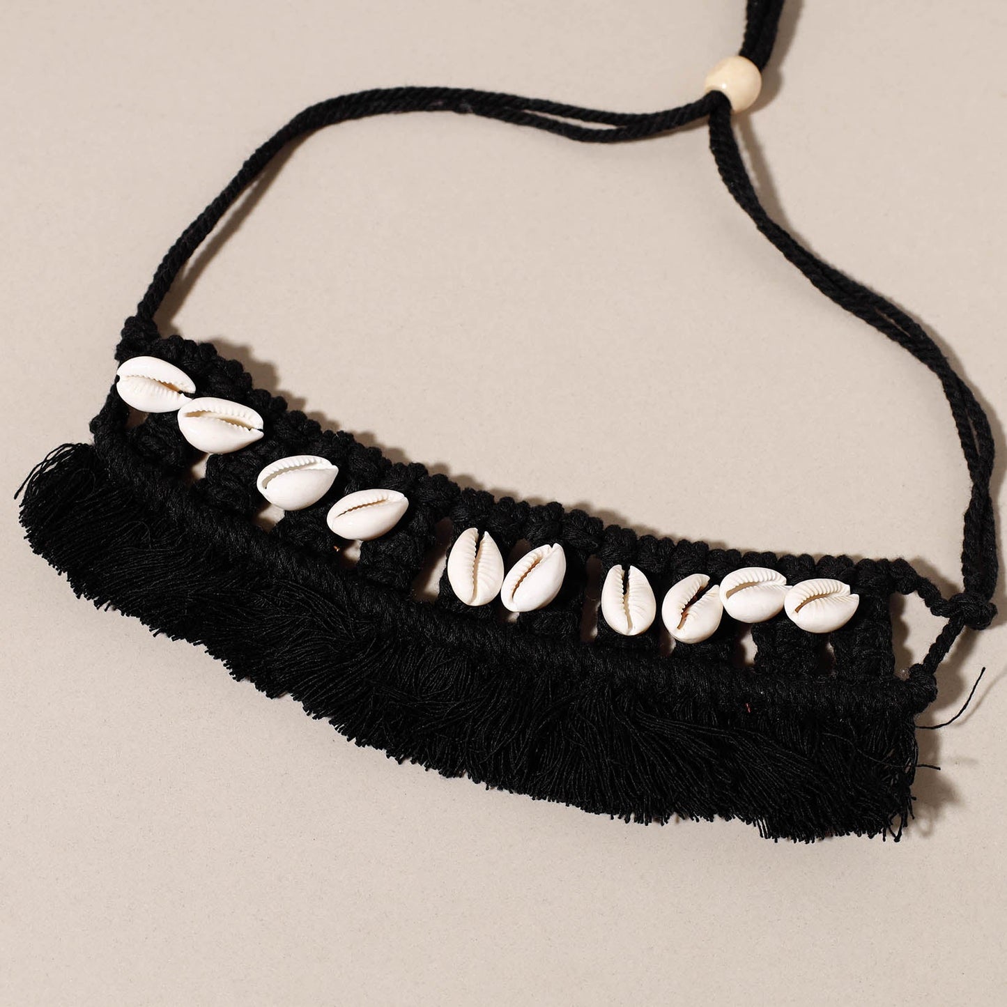 Thread & Seashell Work Handmade Macrame Choker Necklace