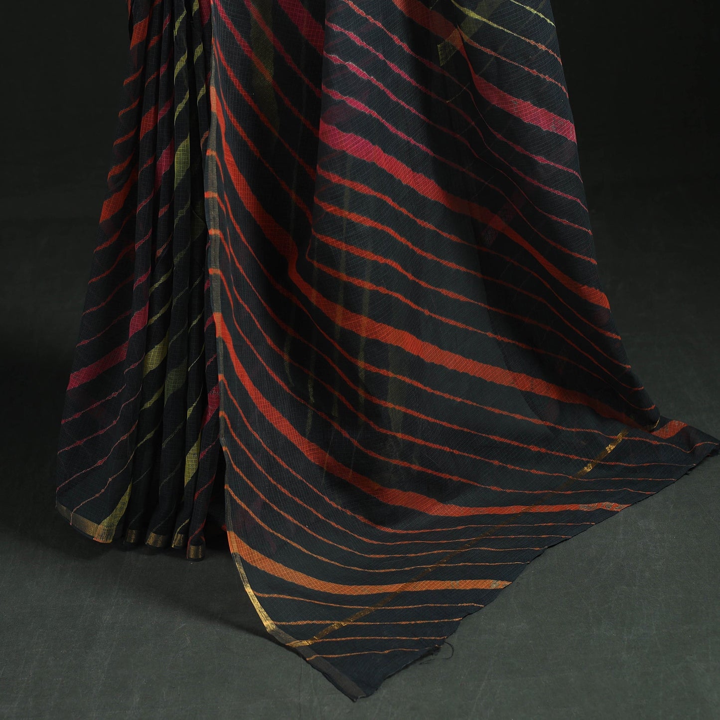 Tie-dye kota doria cotton leheriya saree 10 - handcrafted