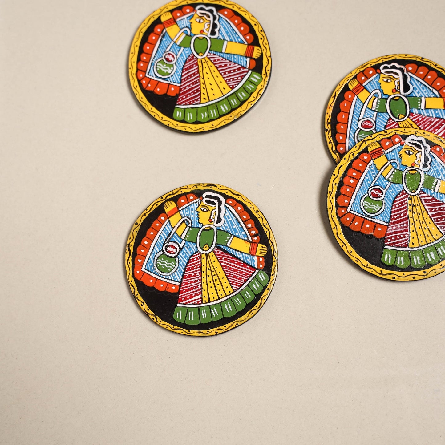 Tikuli art handpainted wooden coasters (set of 4) 04