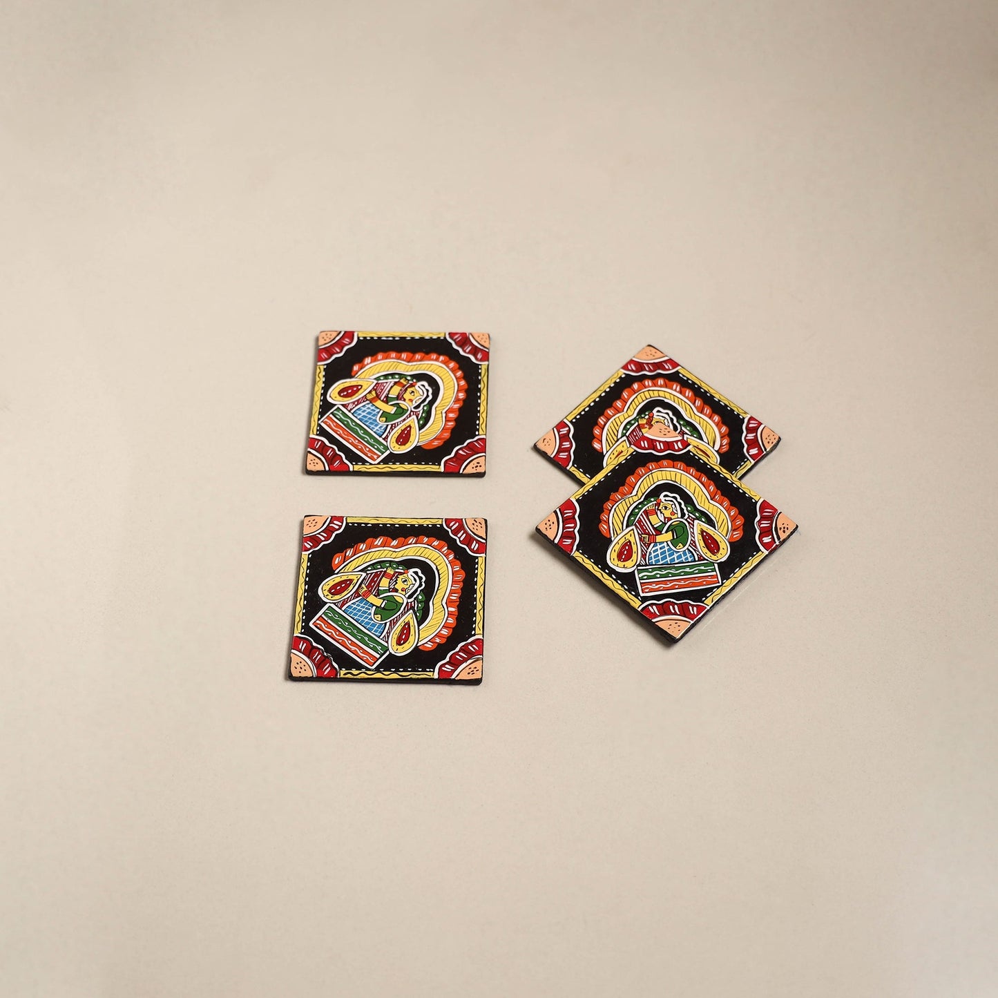 Tikuli art handpainted wooden coasters (set of 4) 12