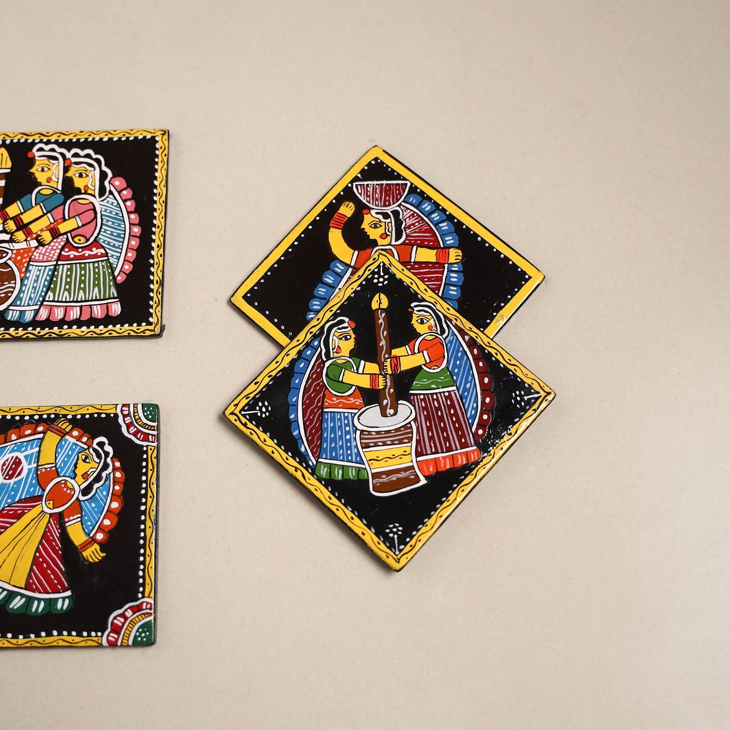 Tikuli art handpainted wooden coasters (set of 4) 24