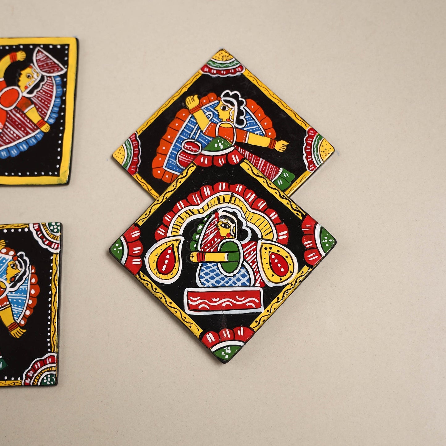 Tikuli art handpainted wooden coasters (set of 4) 26