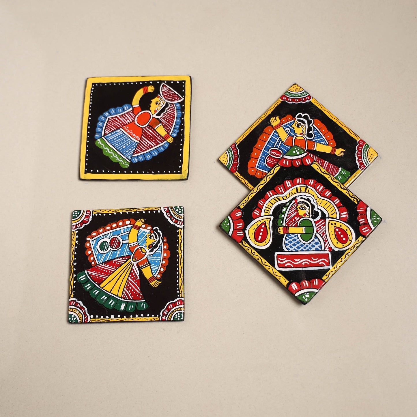 Tikuli art handpainted wooden coasters (set of 4) 26