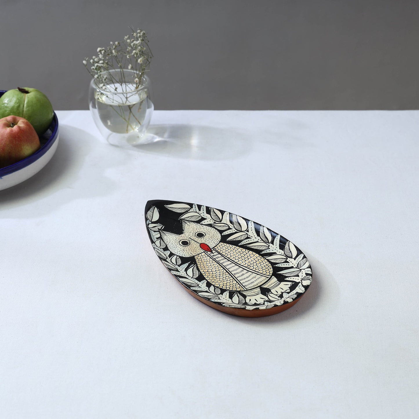 Traditional pattachitra hand painted akashmoni wooden tray