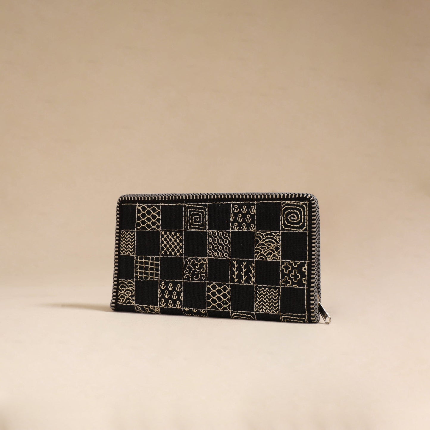 Black - tribal hand embroidered jute passport cover