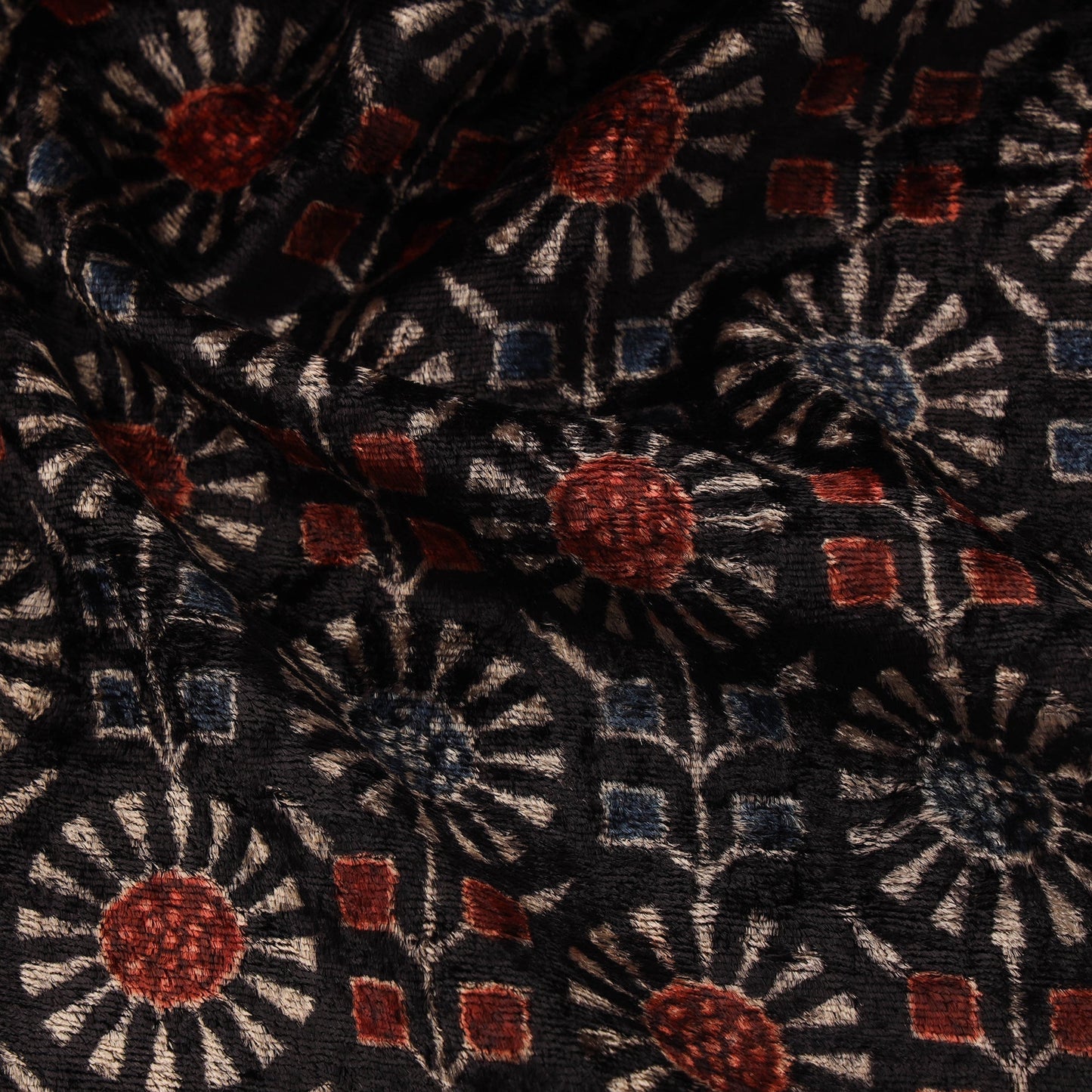 Velvet natural dyed hand fabric 12 - handcrafted