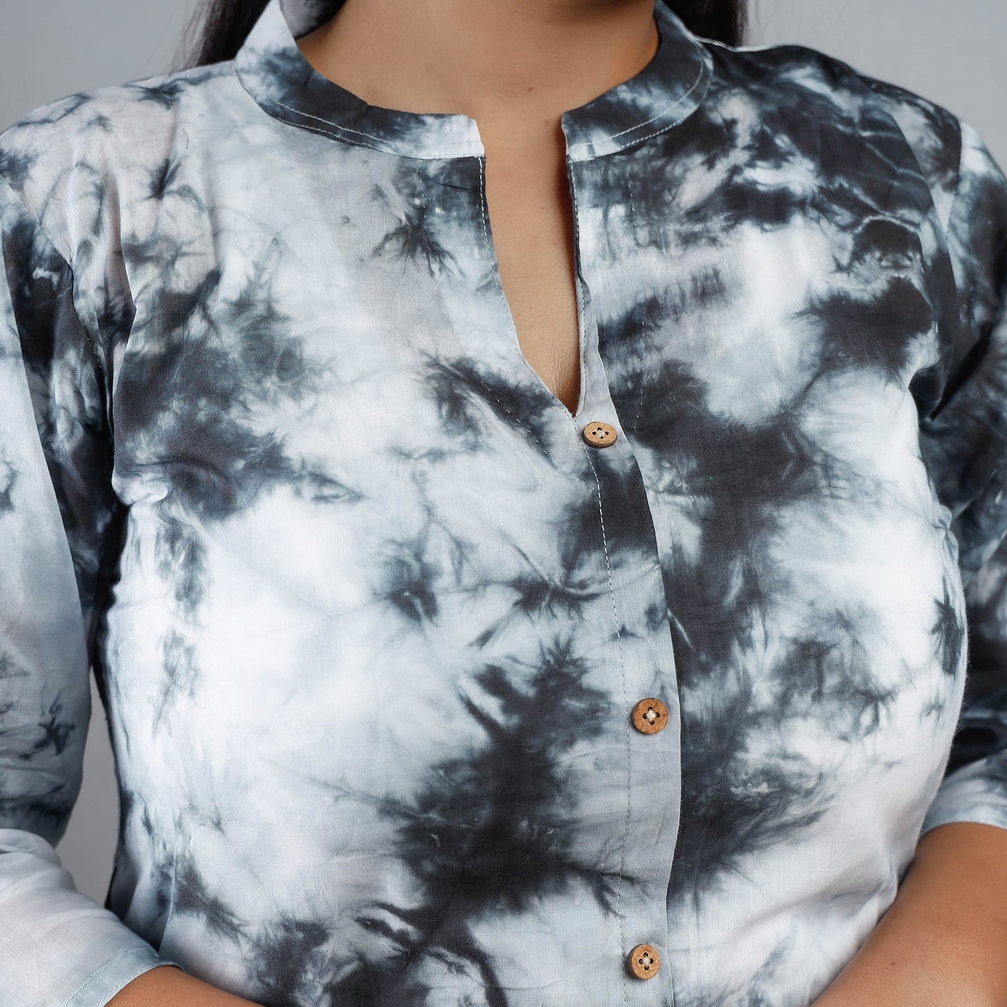 Buy Shibori Tie-Dye Mul Cotton Long Kurta for Women