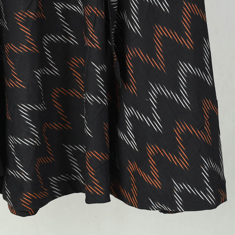 Black Wrap Around Cotton Pochampally Ikat Skirt