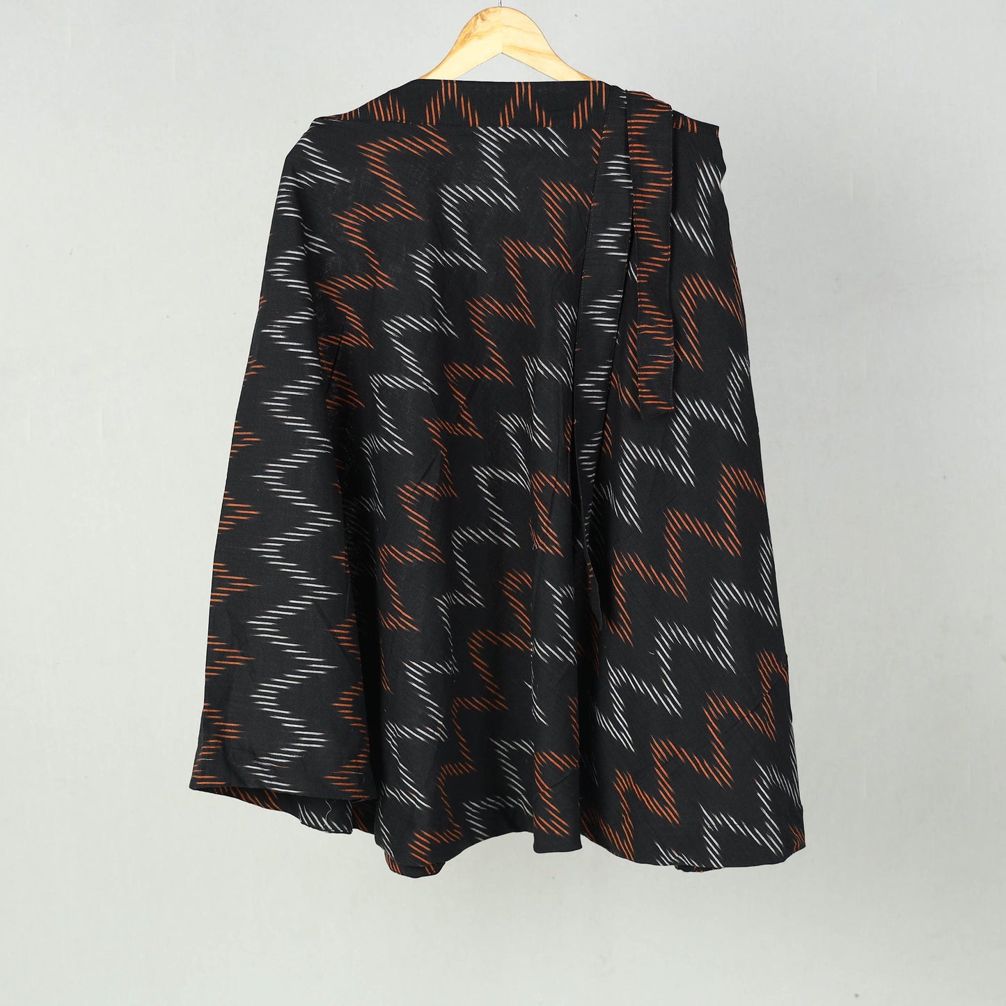 Black Wrap Around Cotton Pochampally Ikat Skirt