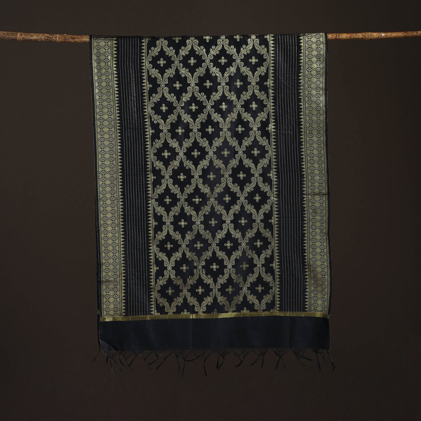 Zari work banarasi silk dupatta 06 - handcrafted