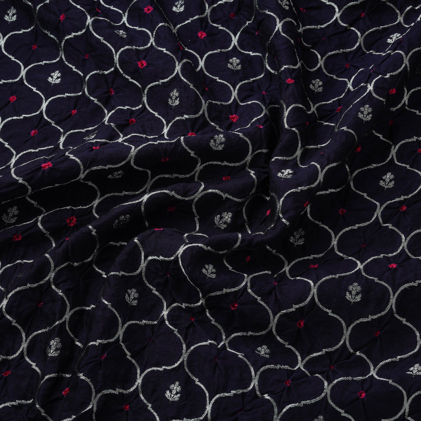 Zari work silk tie-dye bandhani fabric 39 - handcrafted