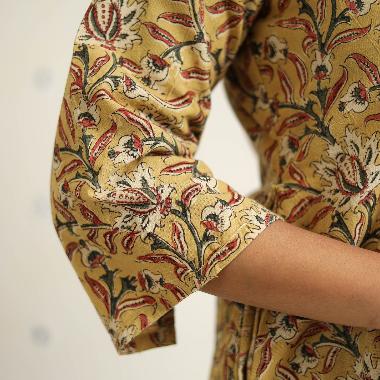 Block Print Cotton Pedana Kalamkari Kurta Set (Set of 3)