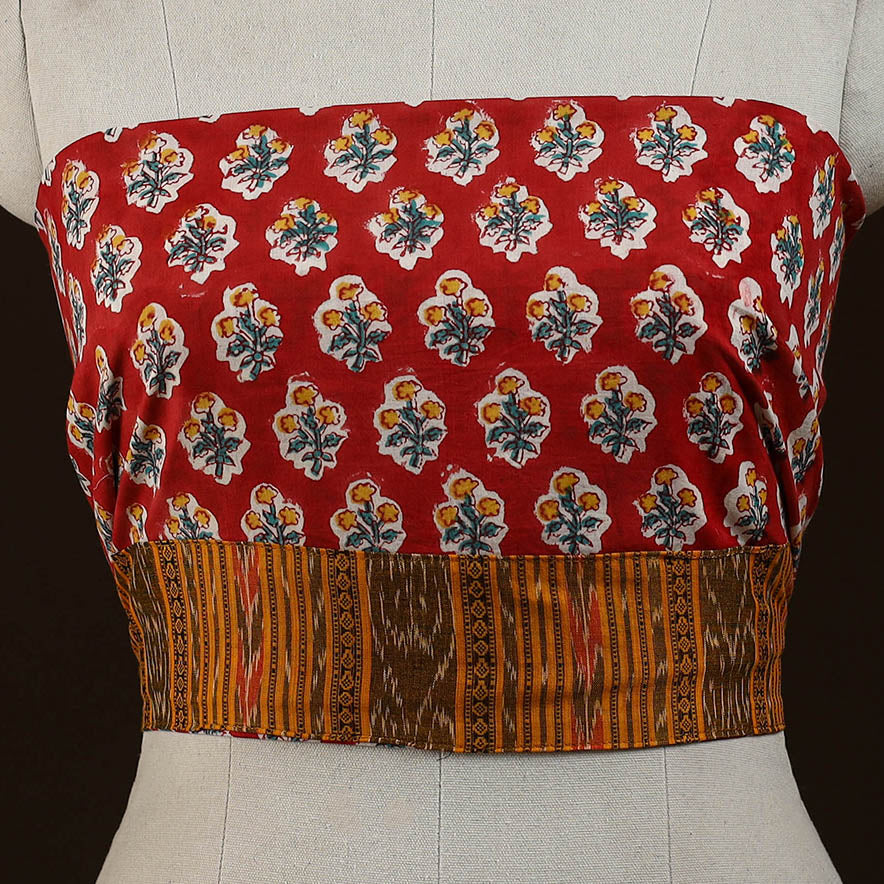 Block print cotton sanganeri blouse piece 15 - handcrafted