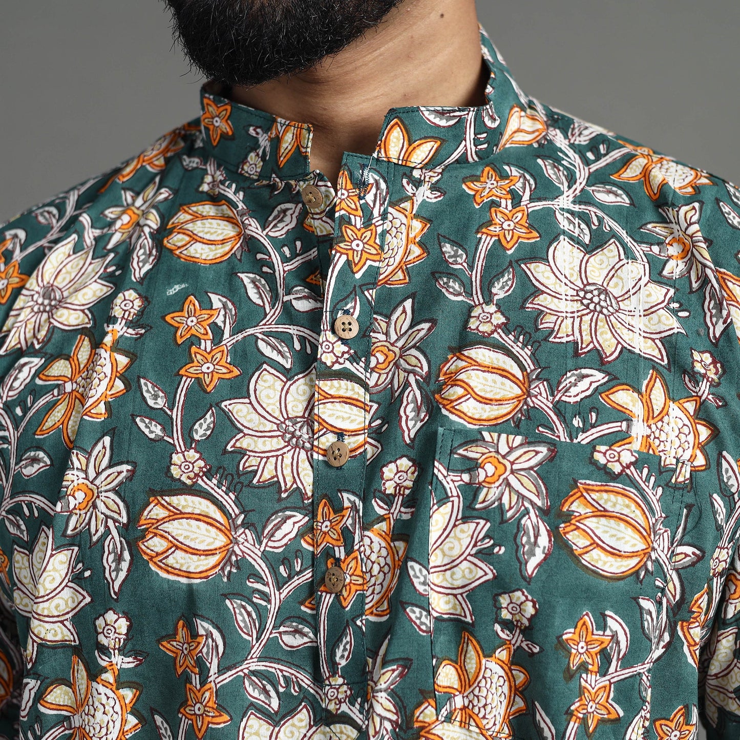 Block print cotton sanganeri kurta for men (short) 04