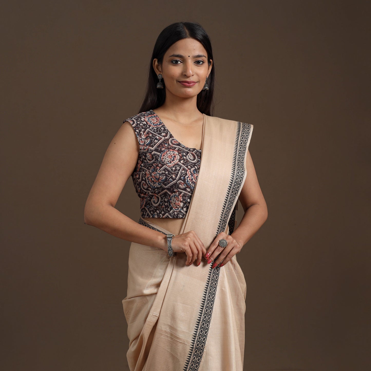 Buy Block Print Cotton Stitched Kalamkari Blouse