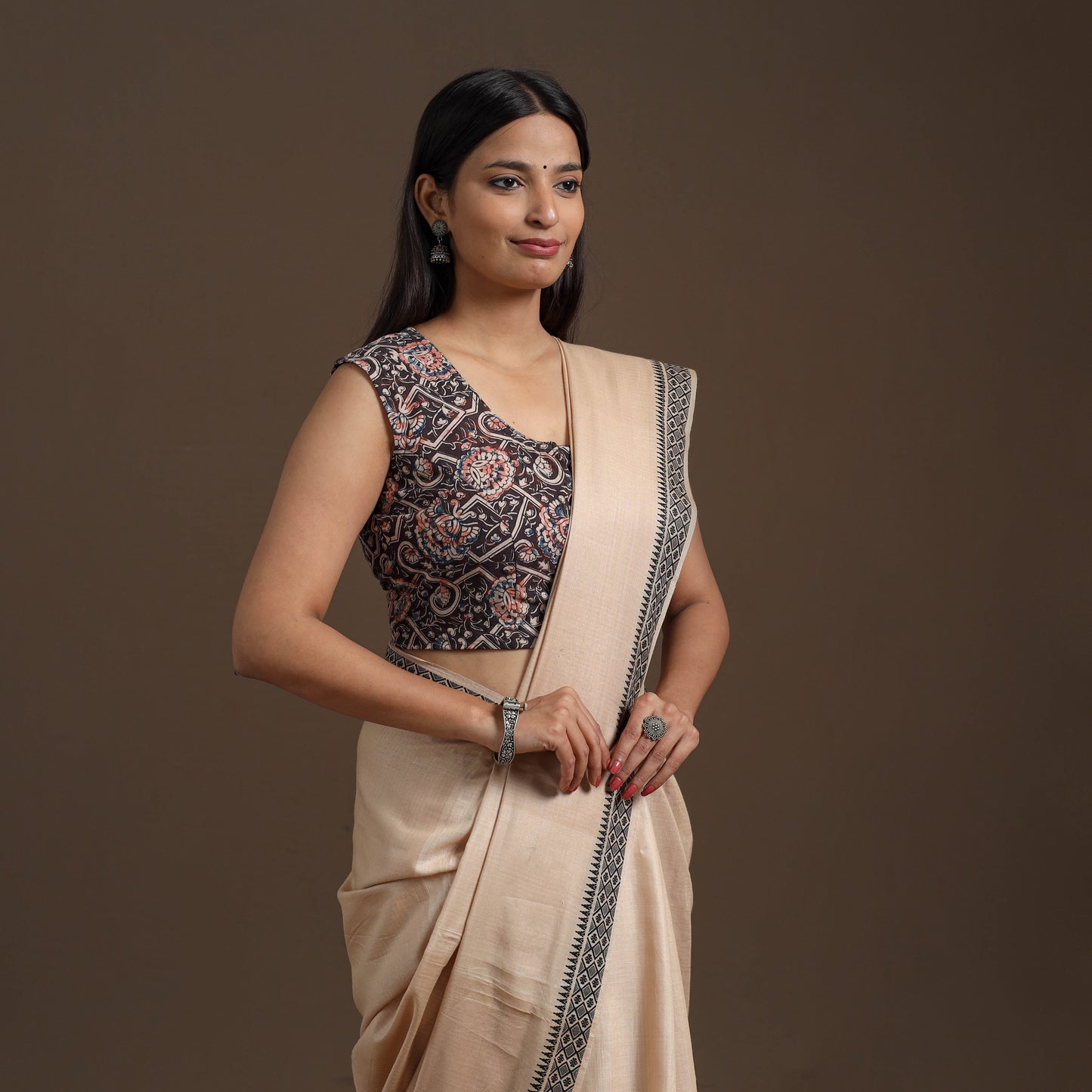 Buy Block Print Cotton Stitched Kalamkari Blouse