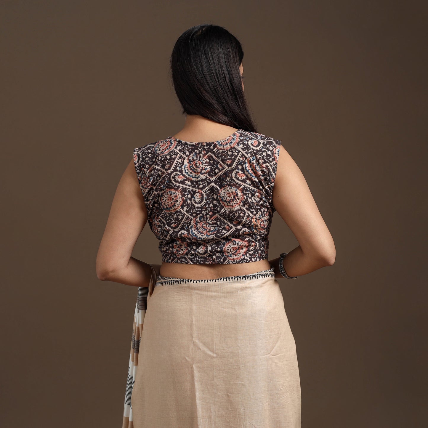 Buy Block Print Cotton Stitched Kalamkari Blouse