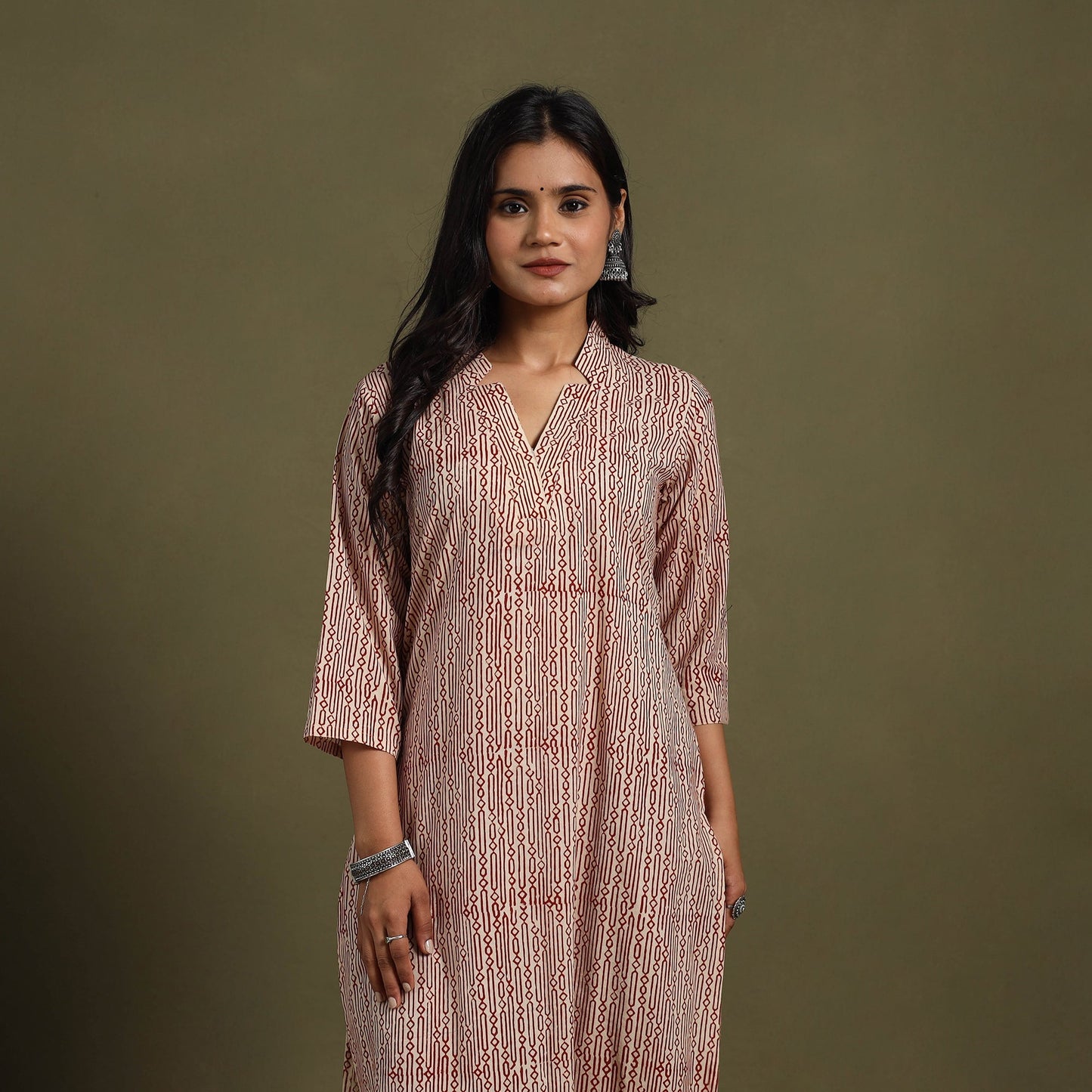 Block Print Natural Dyed Cotton Straight Bagru Kurta