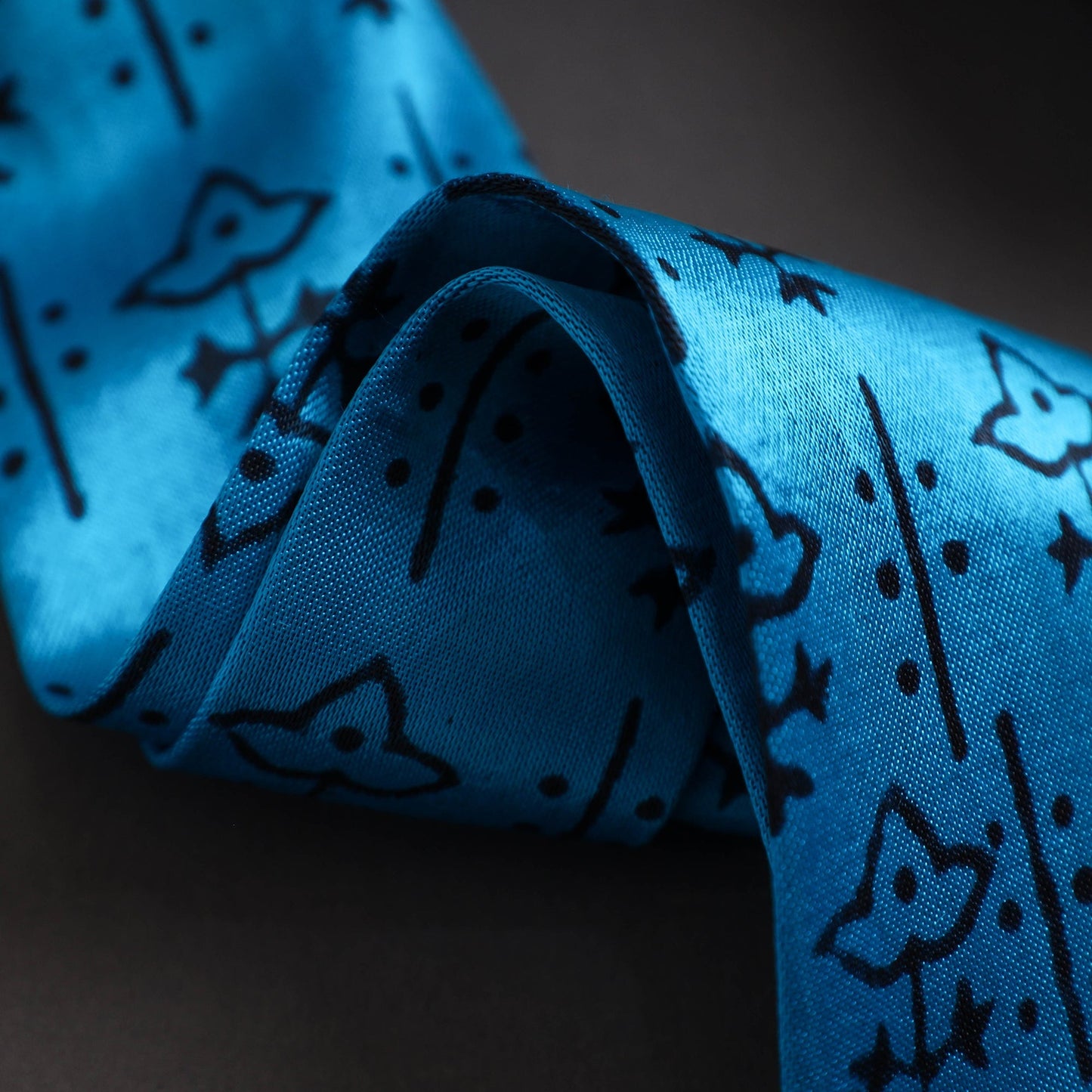 Block Printed Mashru Silk Handmade Necktie for Men