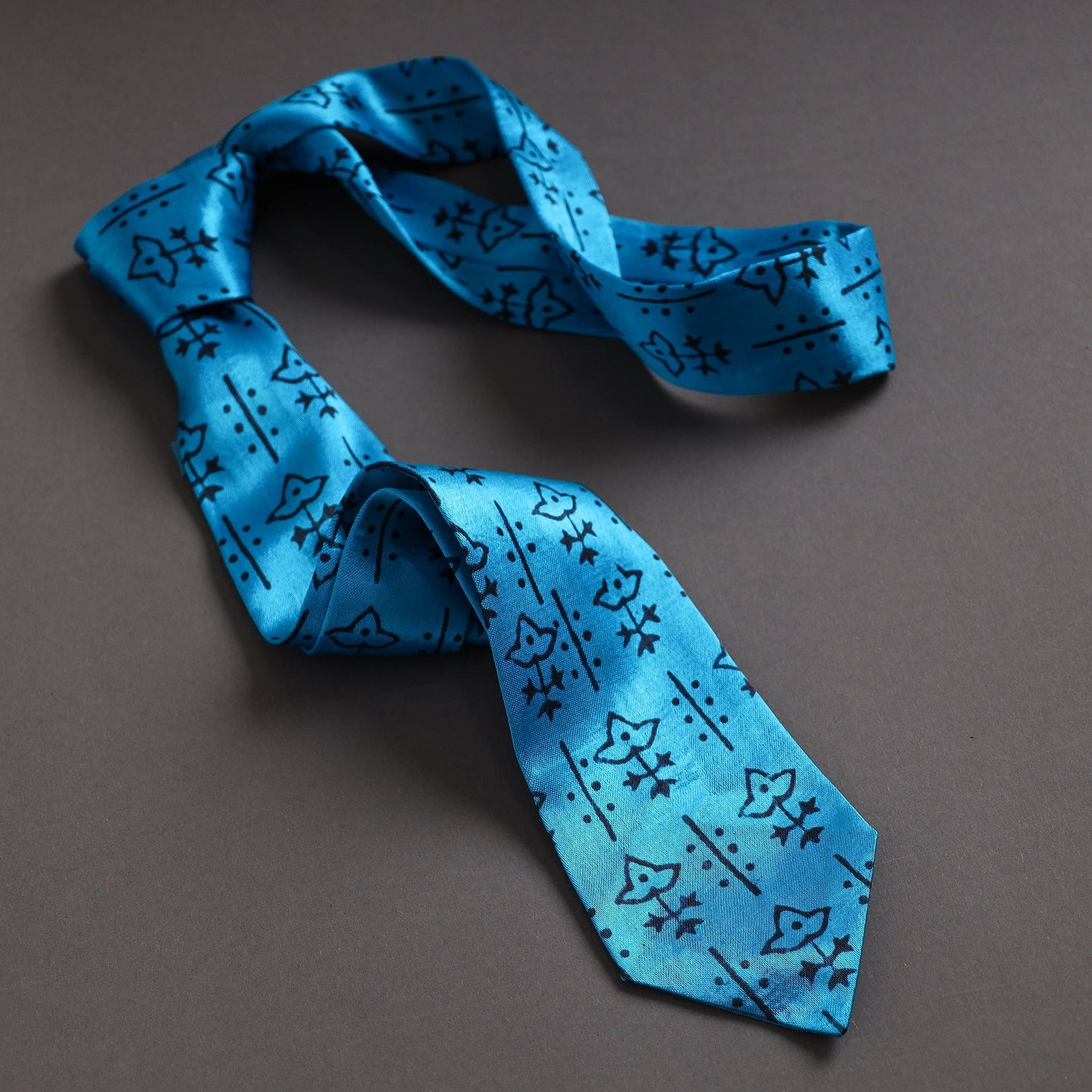 Block Printed Mashru Silk Handmade Necktie for Men