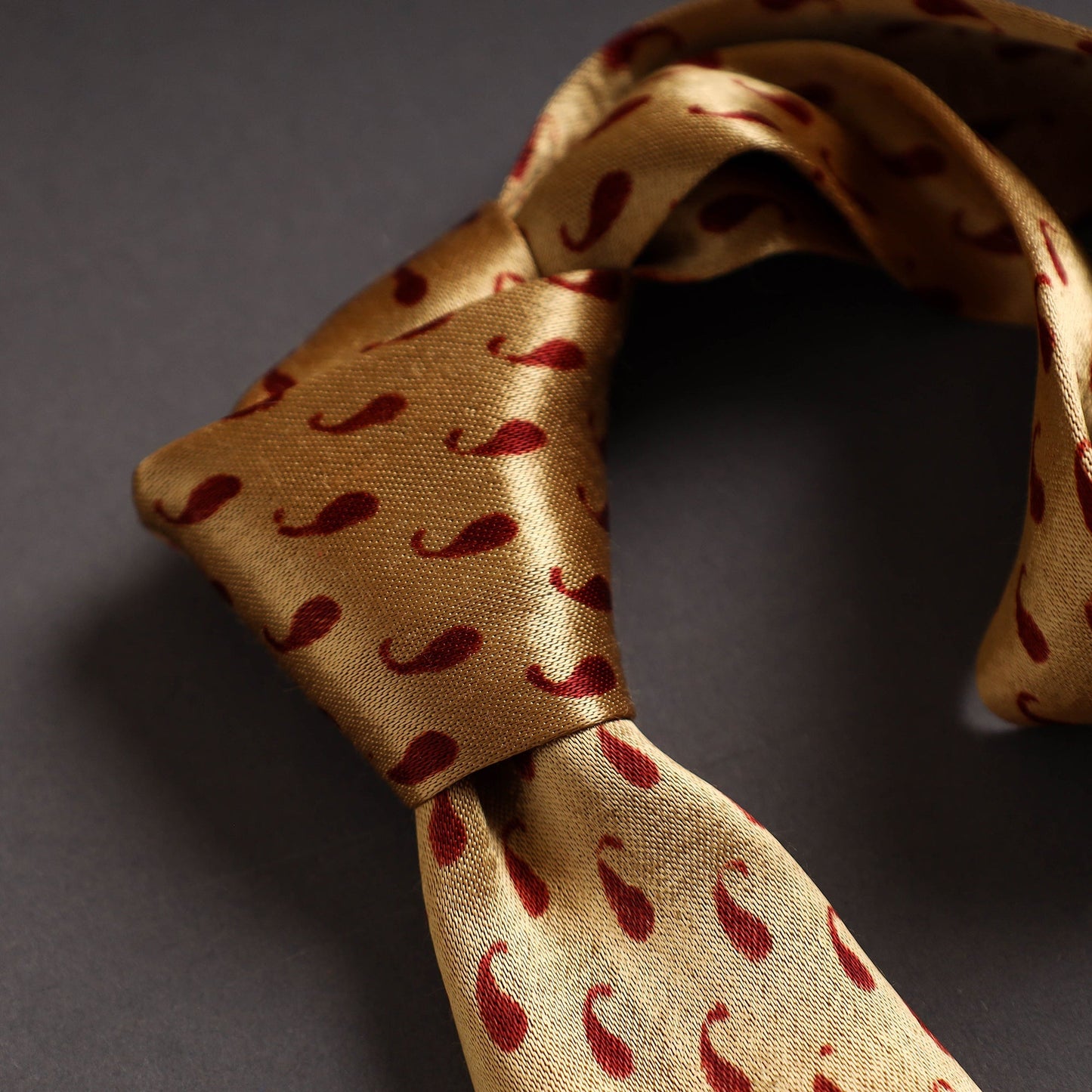 Block Printed Mashru Silk Handmade Necktie for Men