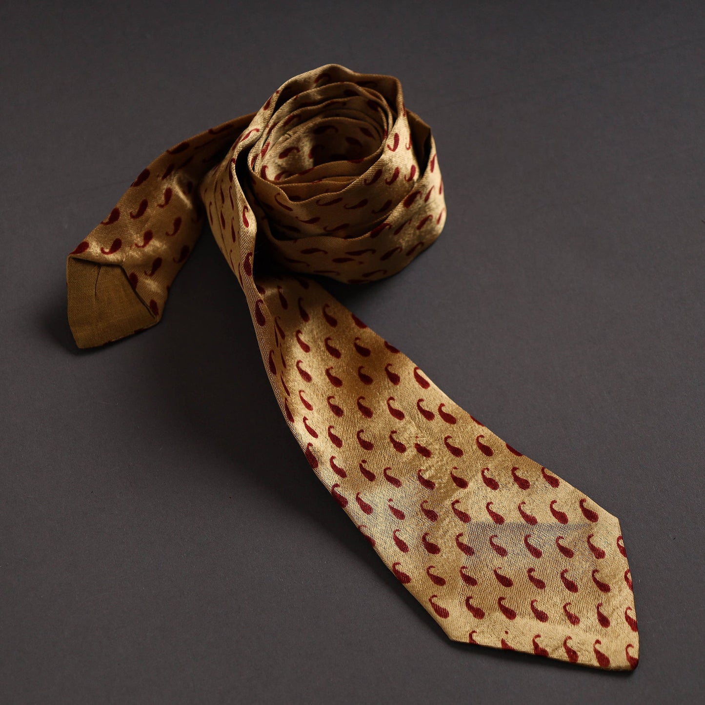 Block Printed Mashru Silk Handmade Necktie for Men