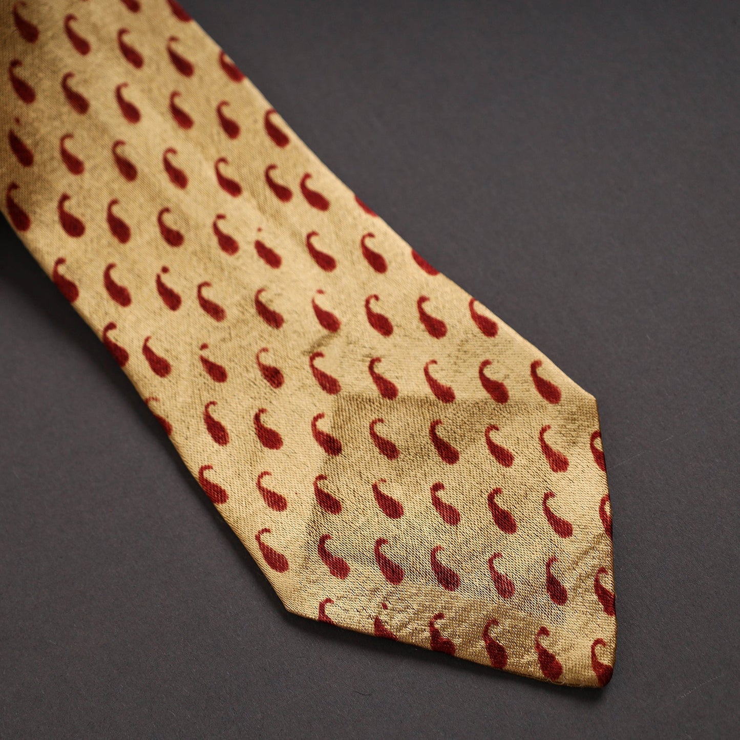 Block Printed Mashru Silk Handmade Necktie for Men