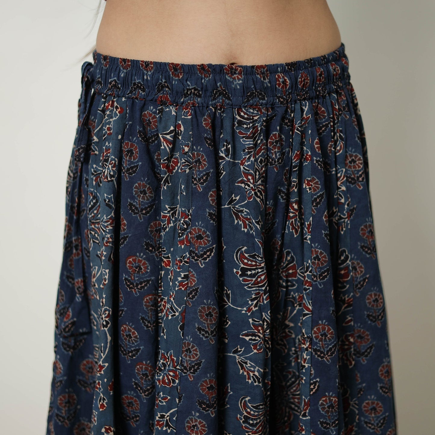 Shop Black 24 Kali Patchwork Block Printed Cotton Ajrakh Skirt