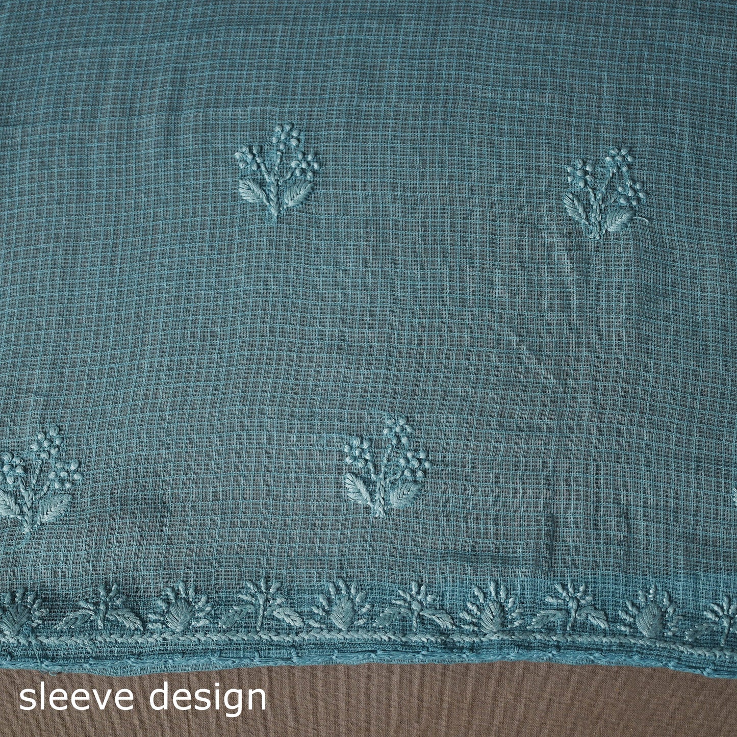 Blue - 2pc kota doria cotton unstitched lucknow chikankari