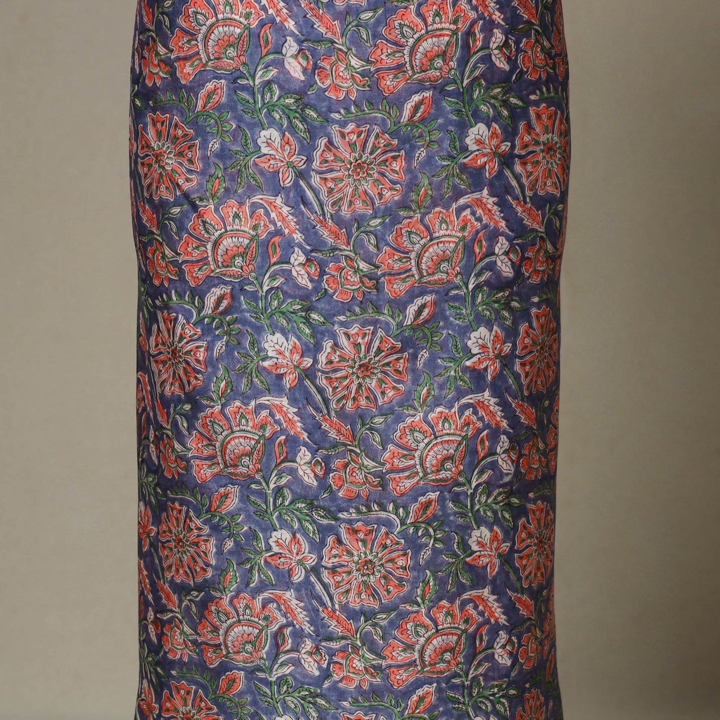 Blue - 3pc chanderi silk unstitched sanganeri dress