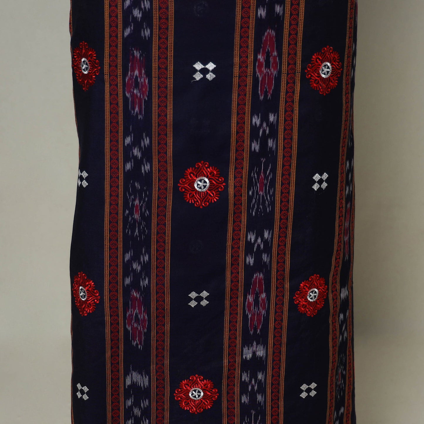 Blue - 3pc handloom cotton unstitched sambalpuri dress