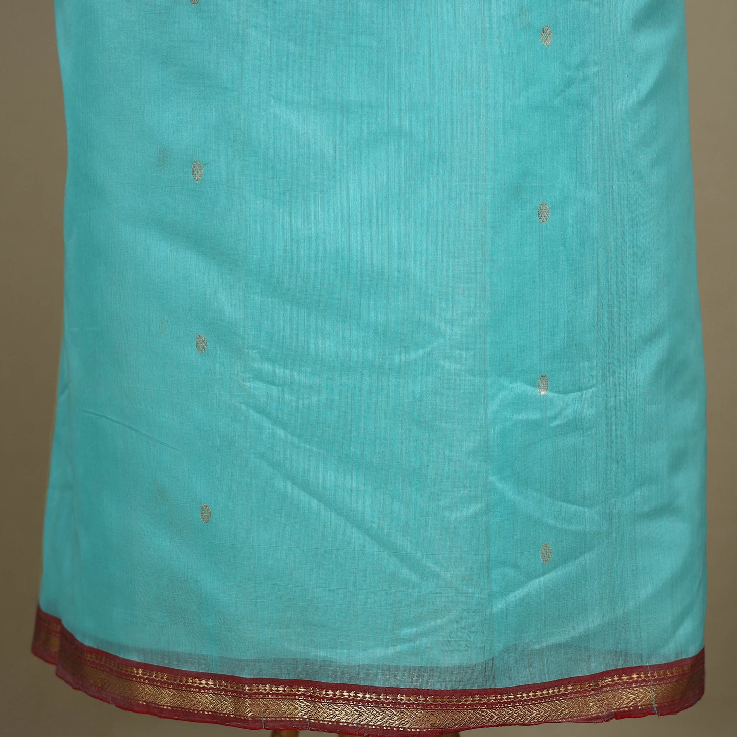 Blue - 3pc Handloom Nakshi Zari Unstitched Chanderi Silk Dress Material