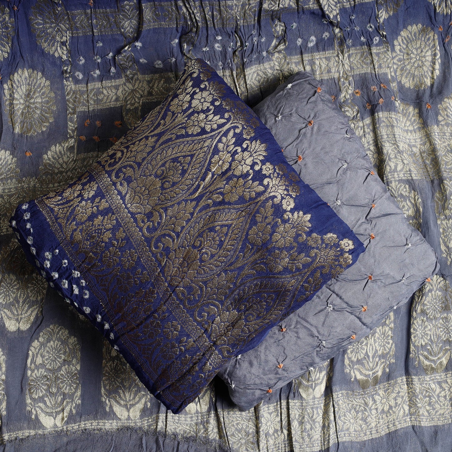 Buy 3pc Kutch Bandhani Zari Work Georgette Suit Material Set Online l iTokri.com