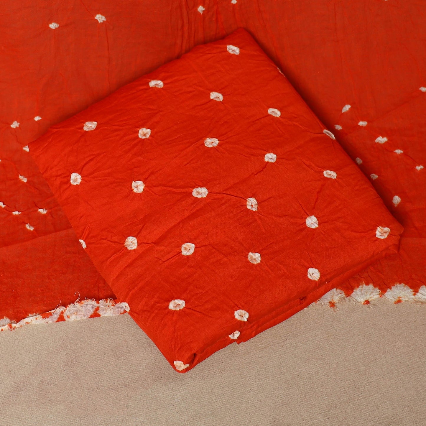 Blue - 3pc kutch tie-dye satin cotton unstitched bandhani