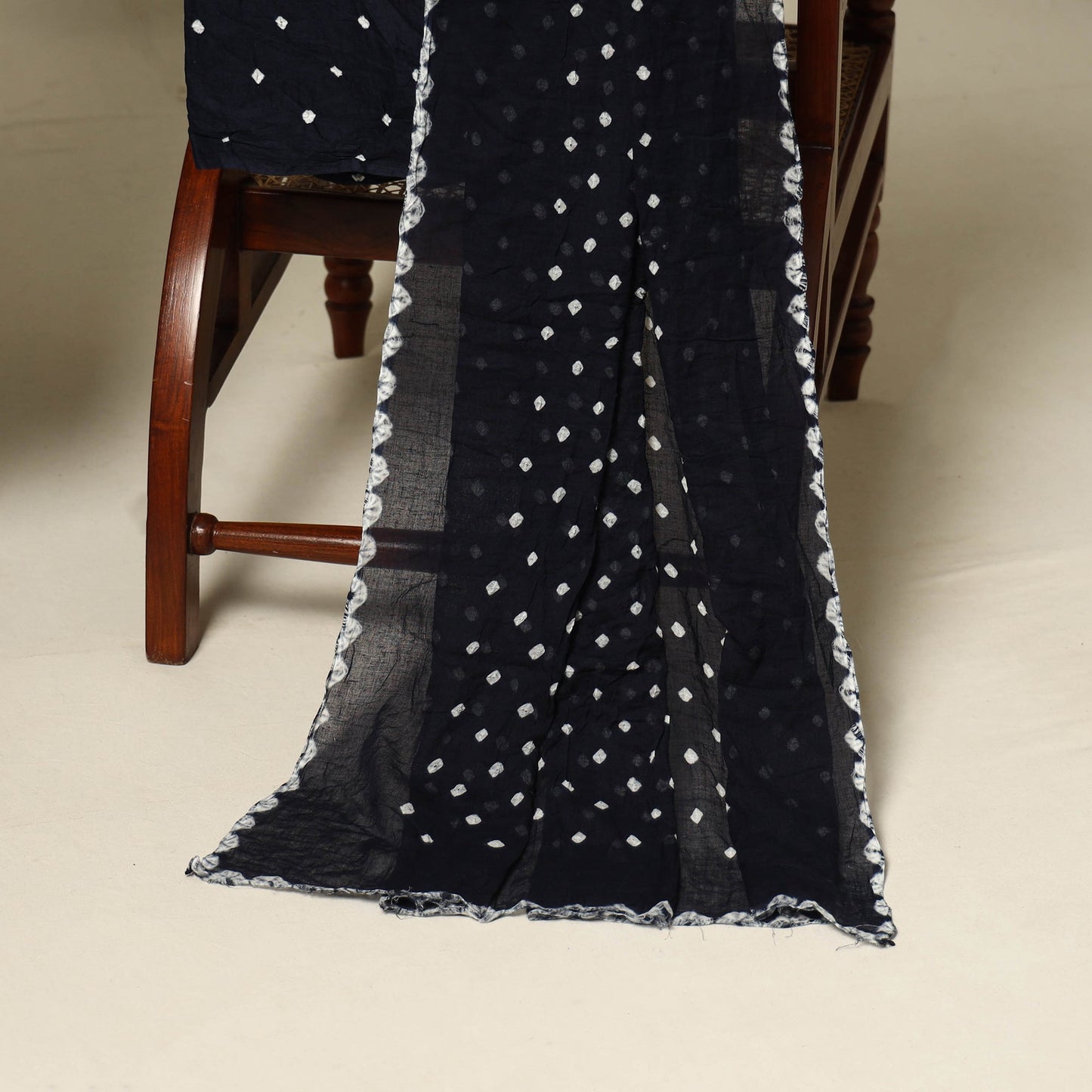 Blue - 3pc kutch tie-dye satin cotton unstitched bandhani