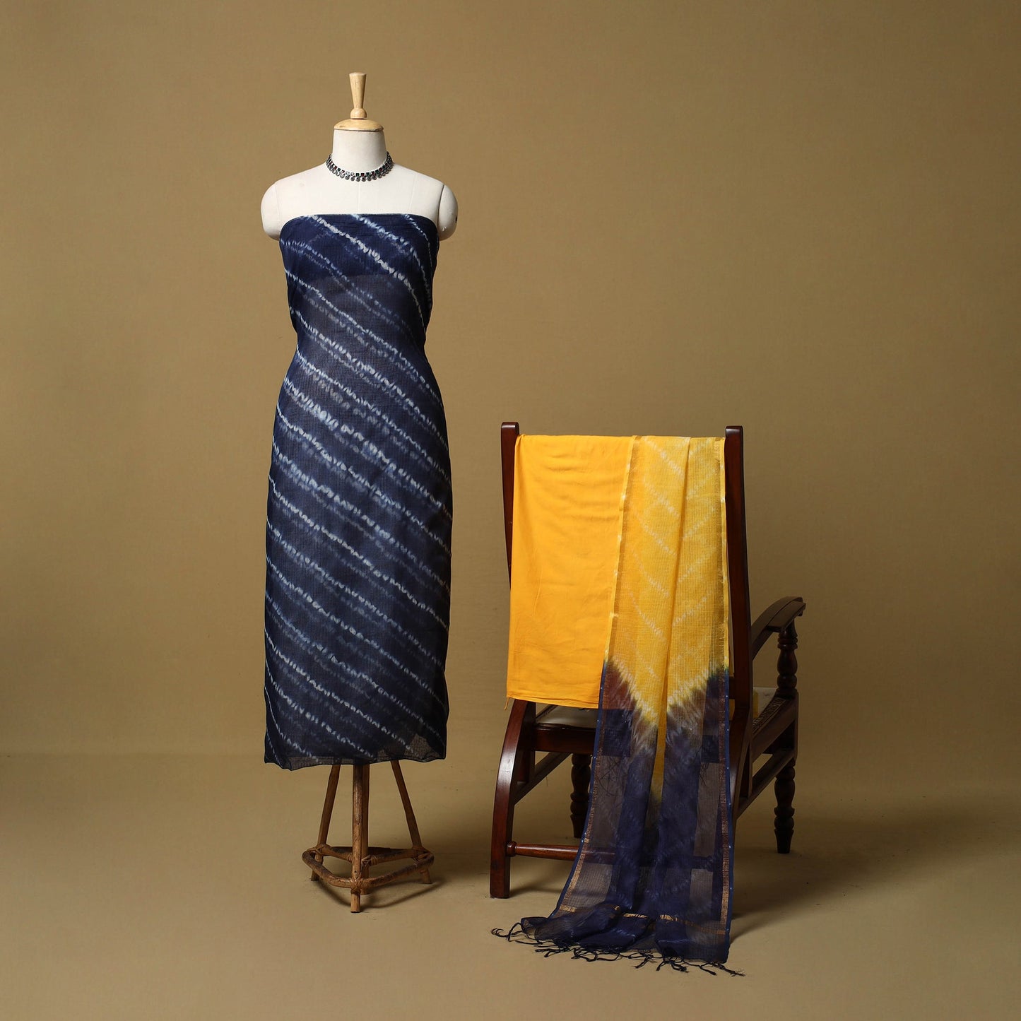 3pc tie-dye kota doria cotton shibori unstitched dress