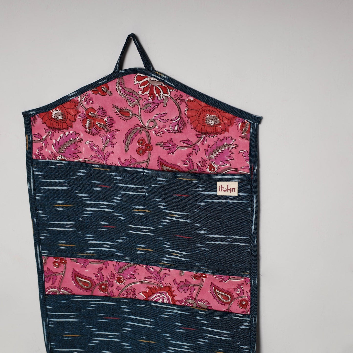 Blue - 4 pockets handcrafted cotton wall hanging letter