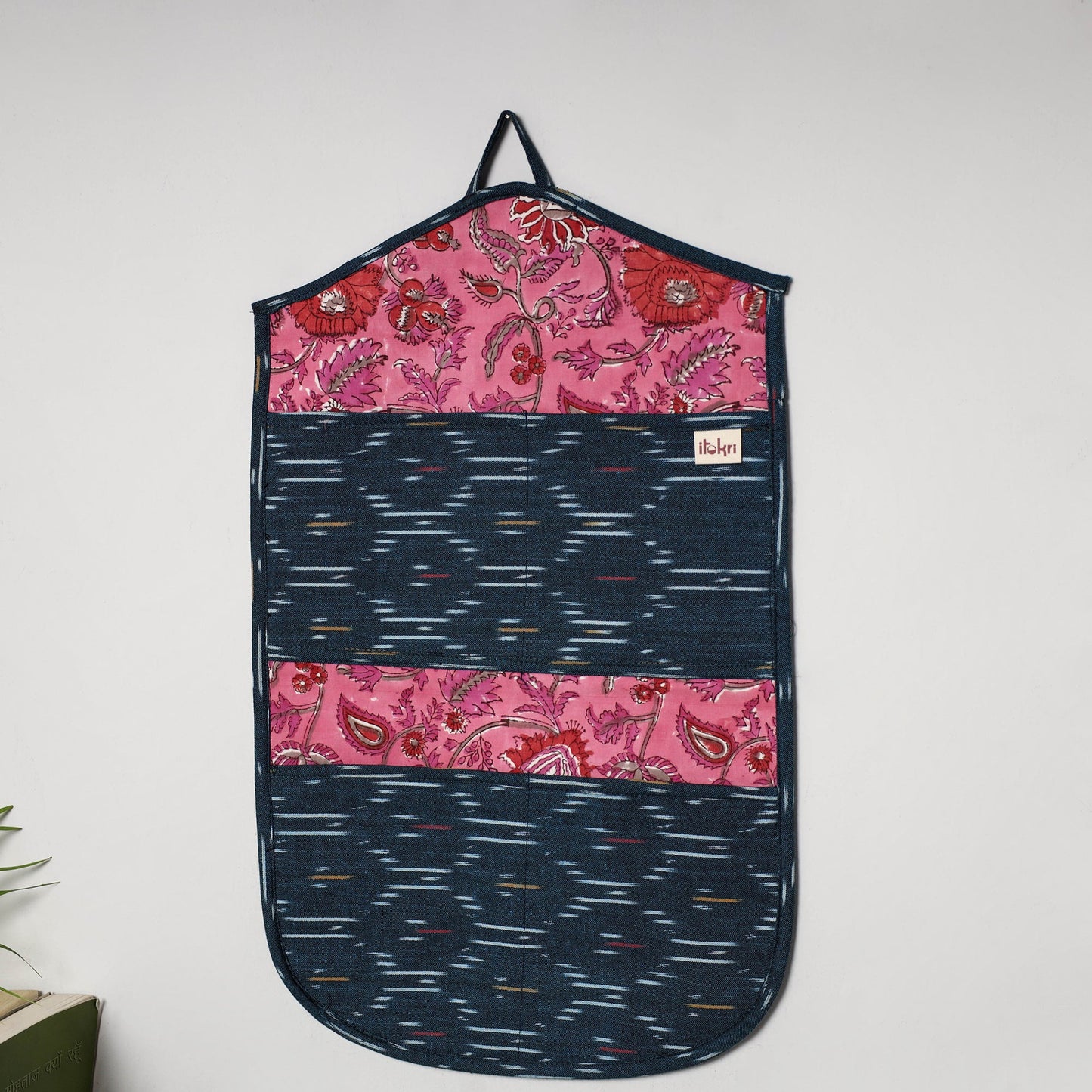 Blue - 4 pockets handcrafted cotton wall hanging letter