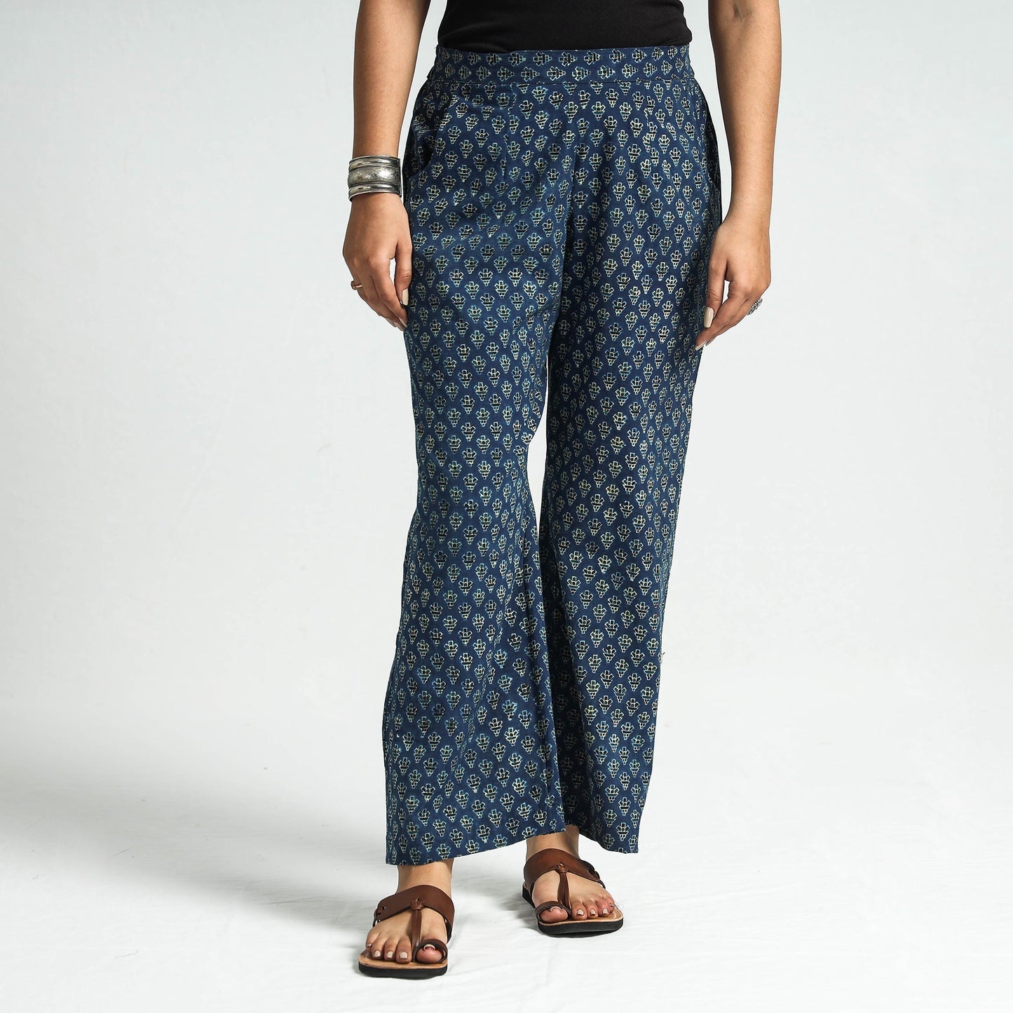 Buy Ajrakh Block Printed Cotton Elasticated Pant Online at iTokri.com