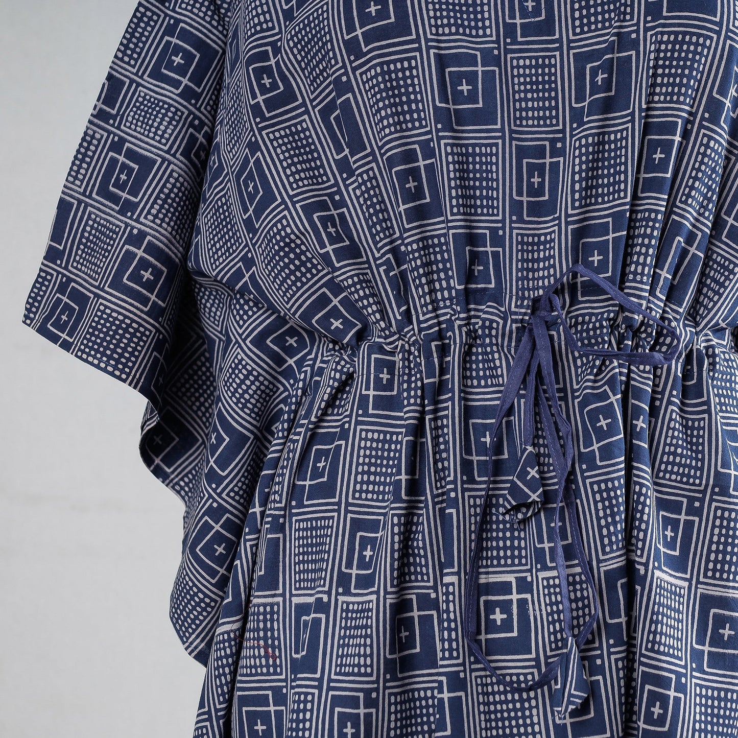 Ajrakh Block Printed Cotton Kaftan with Tie-Up Waist