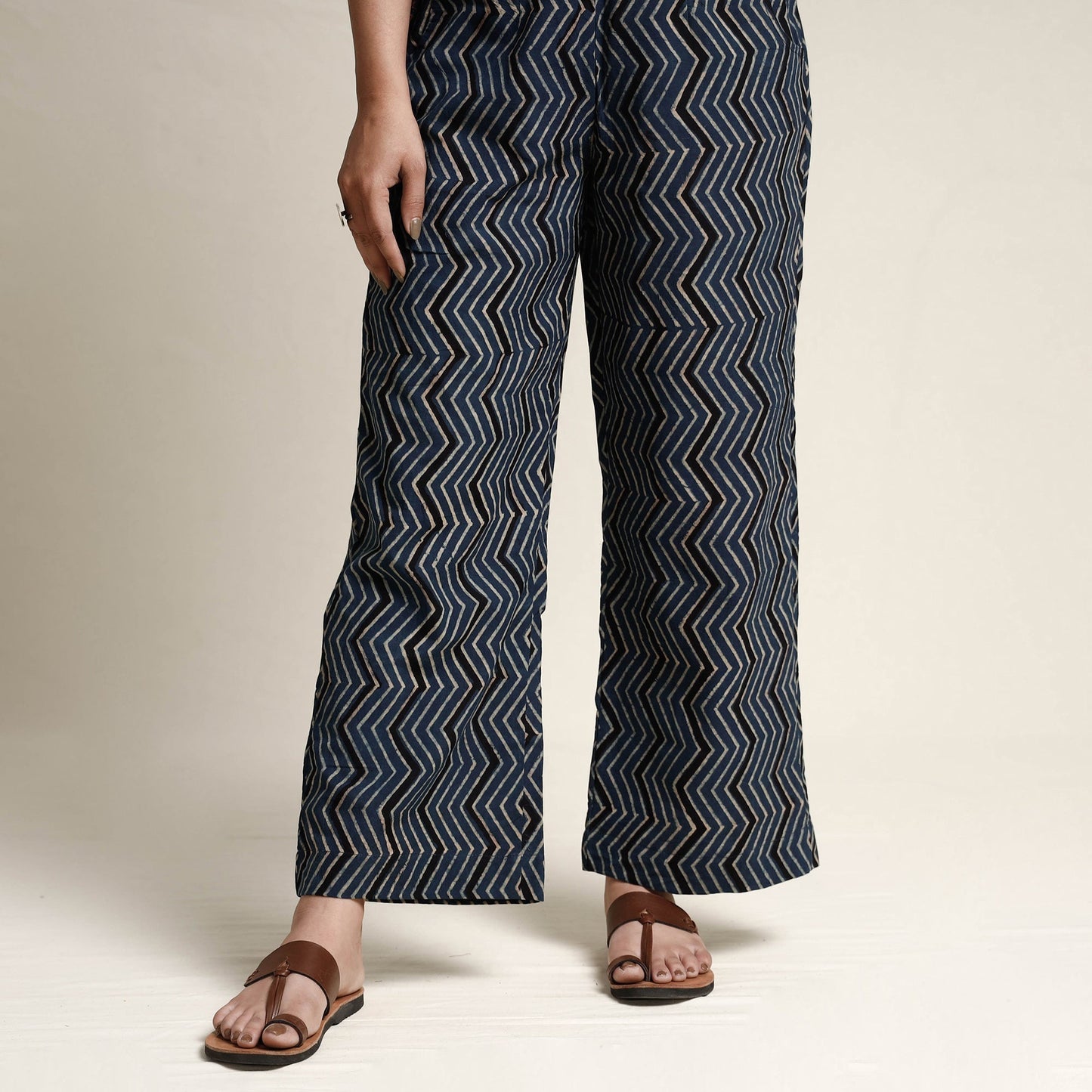 Buy Ajrakh Block Printed Cotton Kurta with Palazzo & Dupatta Set Online at iTokri.com