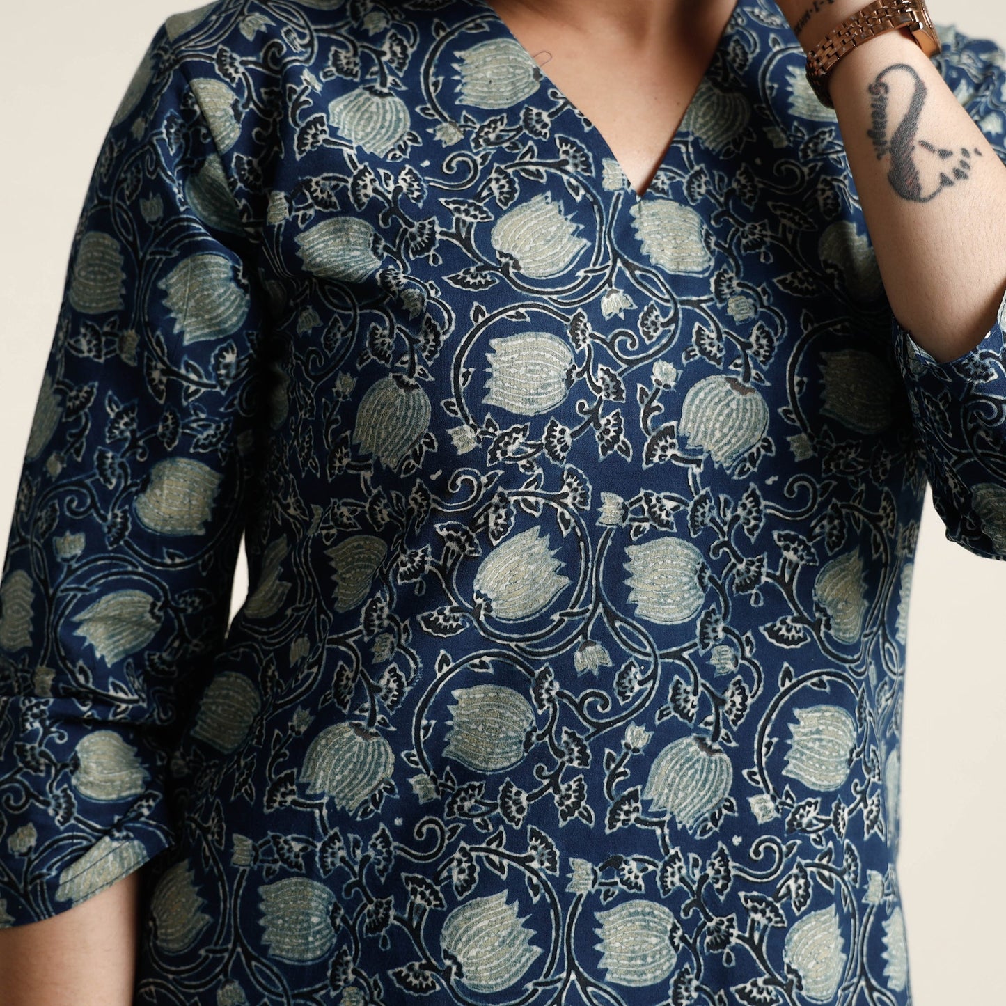 Ajrakh Kurta with Palazzo & Dupatta Set