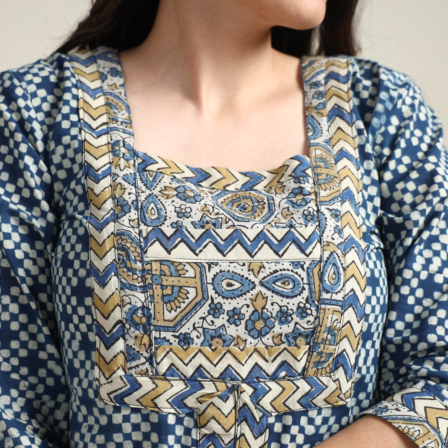 Ajrakh Block Printed Cotton Long Kurta for Women