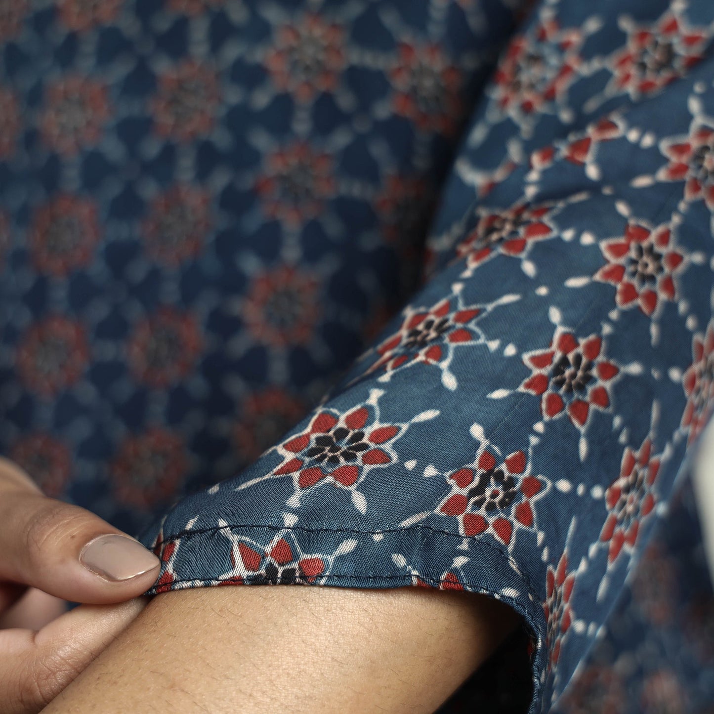 Ajrakh Block Printed Modal Silk Kurta with Palazzo Set Online at iTokri.com