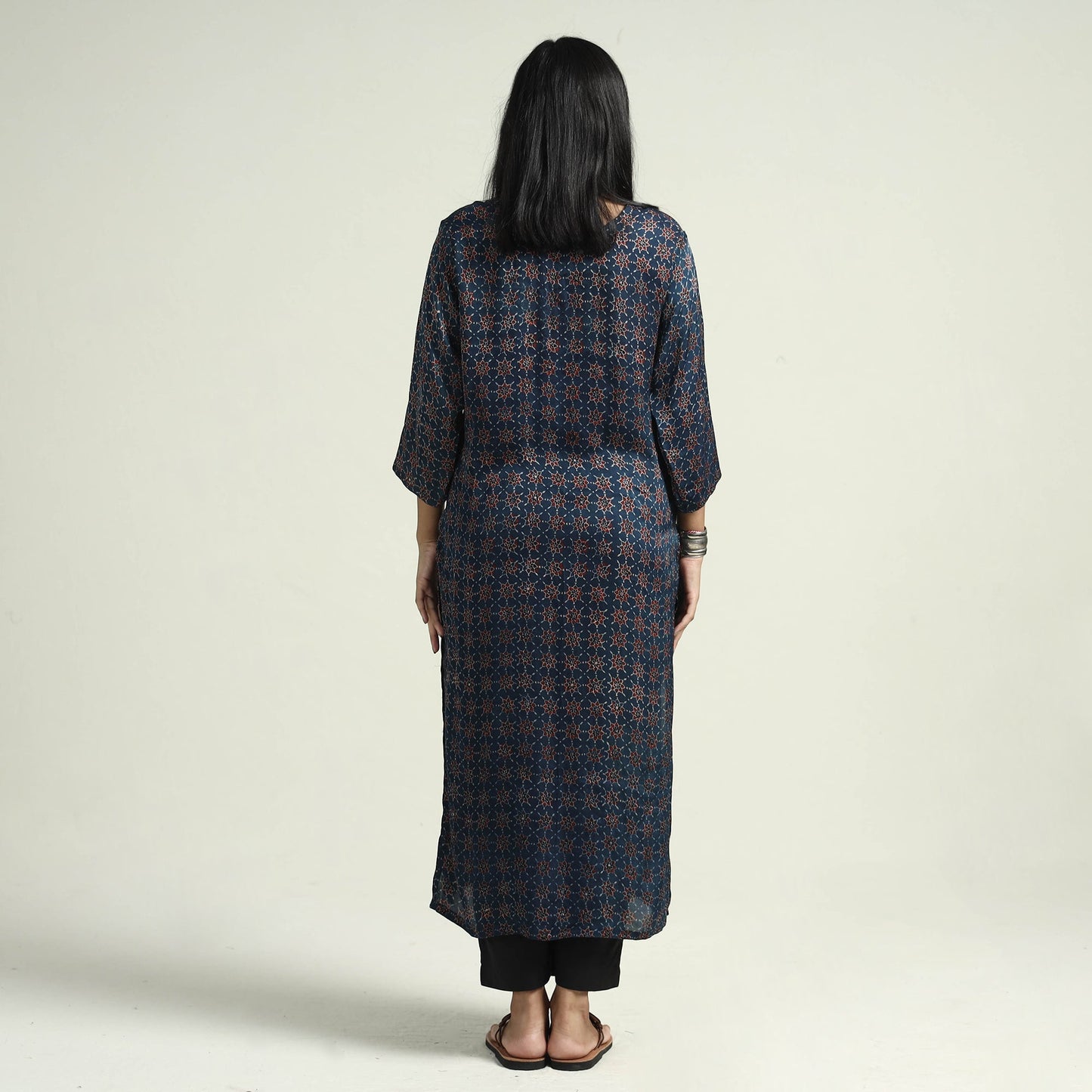 Ajrakh Block Printed Modal Silk Kurta with Palazzo Set Online at iTokri.com