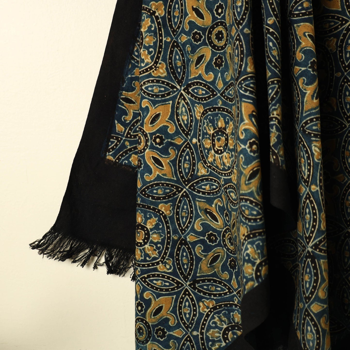 Blue Handloom Block Print Cotton Ajrakh Towel
