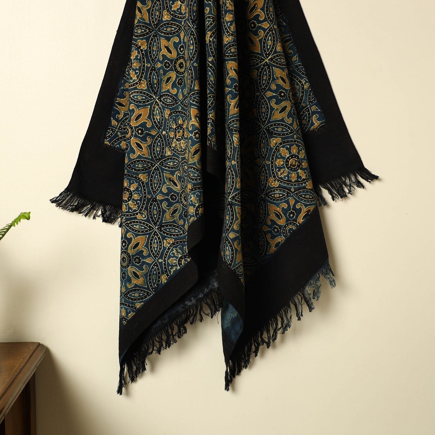 Blue Handloom Block Print Cotton Ajrakh Towel