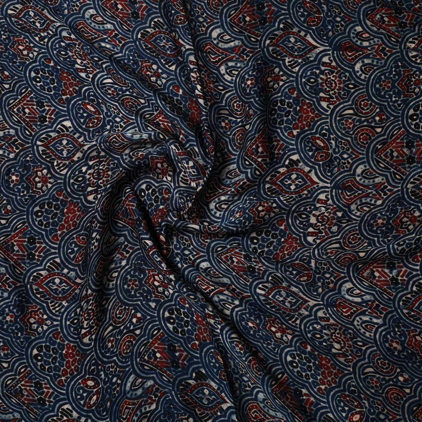 Ajrakh Hand Block Printed Modal Silk Precut Fabric 36
