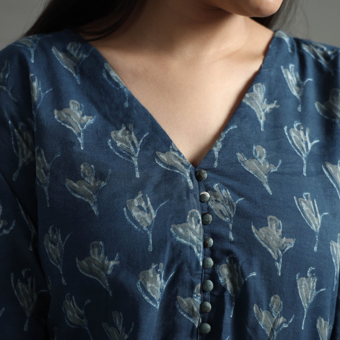 Akola Block Printed Cotton A-Line Long Kurta