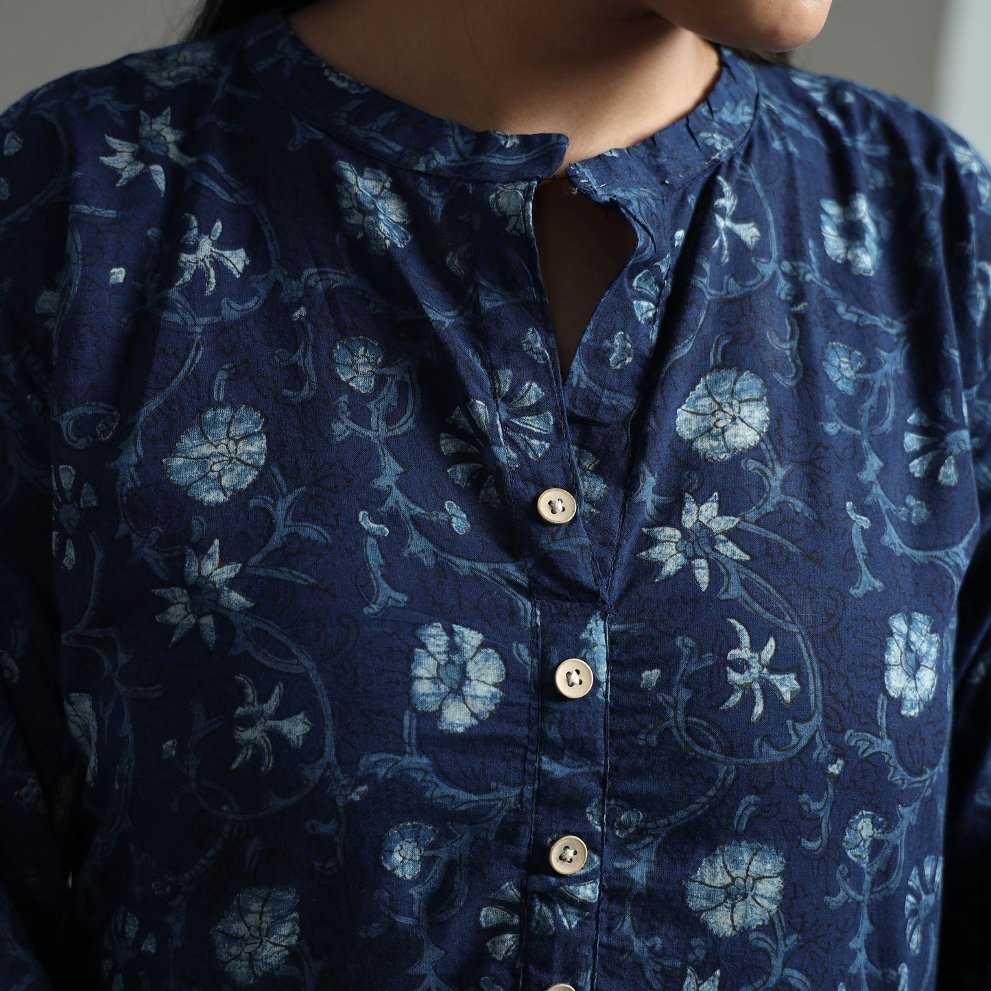 Akola Block Printed Cotton Long Straight Kurta